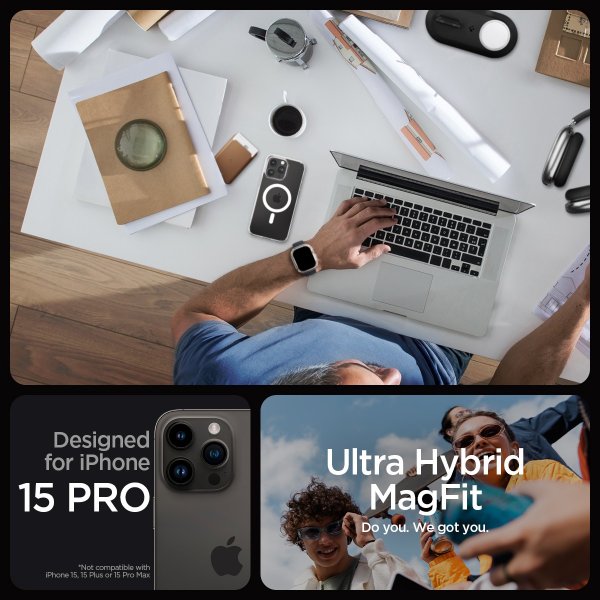 Spigen iPhone 15 Pro Cover Ultra Hybrid MagFit Hvid