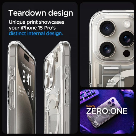 Spigen iPhone 15 Pro Cover Ultra Hybrid Zero One MagFit Natural Titanium