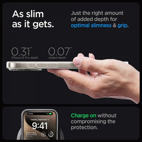 Spigen iPhone 15 Pro Cover Ultra Hybrid Zero One MagFit Natural Titanium