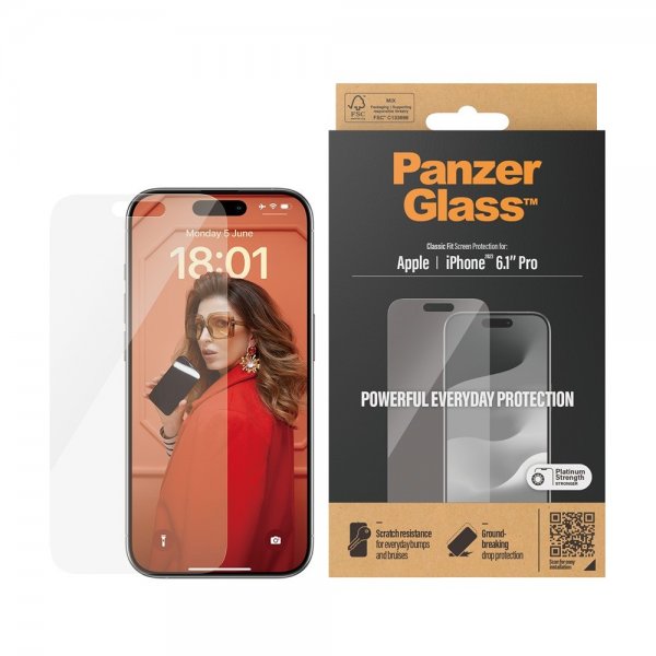 PanzerGlass iPhone 15 Pro Skærmbeskyttelse Classic Fit