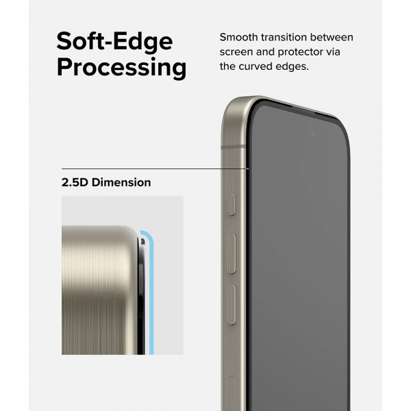 Ringke iPhone 15 Pro Skærmbeskyttelse Easy Slide 2-pak