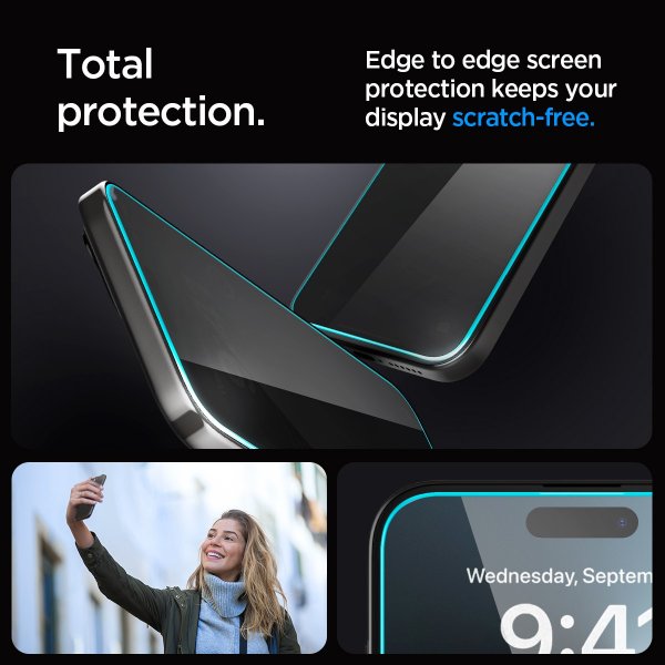 Spigen iPhone 15 Pro Skærmbeskyttelse GLAS.tR EZ Fit Privacy 2-pak