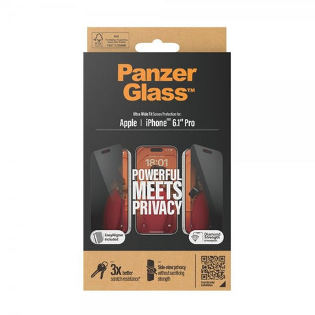 PanzerGlass iPhone 15 Pro Skærmbeskyttelse Ultra-Wide Fit Privacy EasyAligner