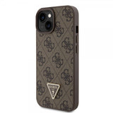 Guess iPhone 15 Cover 4G Metal Triangle Strass Brun