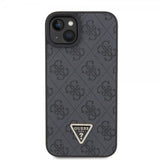 Guess iPhone 15 Cover 4G Metal Triangle Strass Sort
