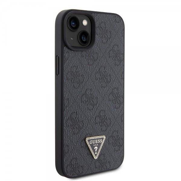 Guess iPhone 15 Cover 4G Metal Triangle Strass Sort