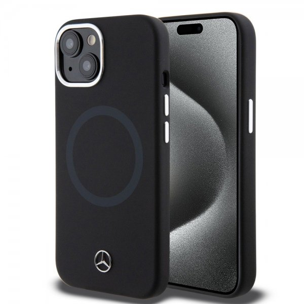 Mercedes Benz iPhone 15 Cover Bicolor MagSafe Sort