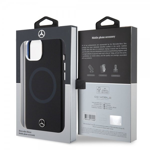 Mercedes Benz iPhone 15 Cover Bicolor MagSafe Sort