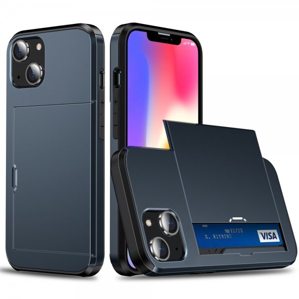 iPhone 15 Cover Card Slide Blå