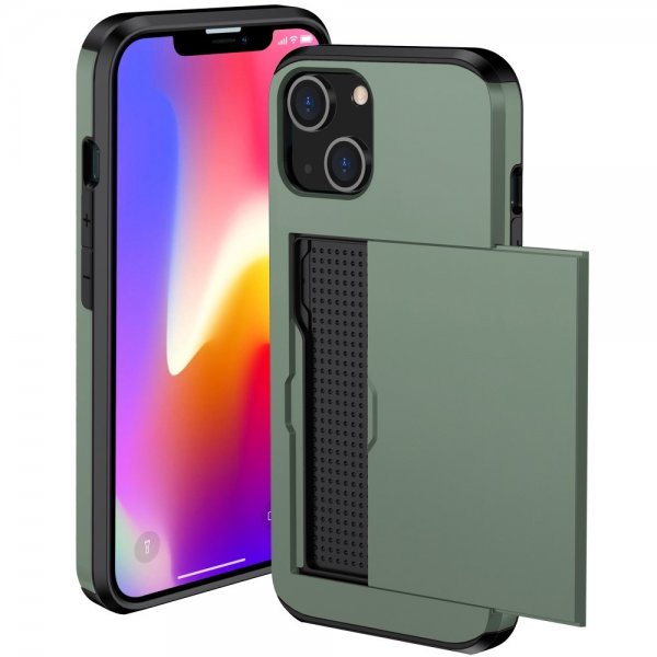 iPhone 15 Cover Card Slide Grøn