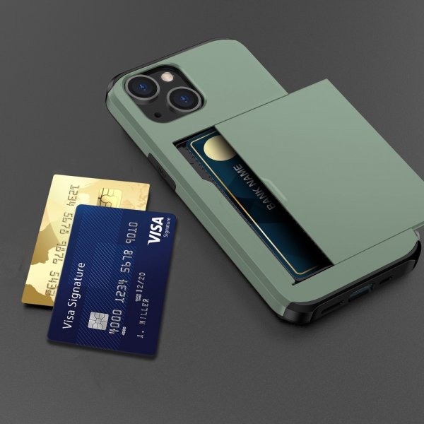 iPhone 15 Cover Card Slide Grøn