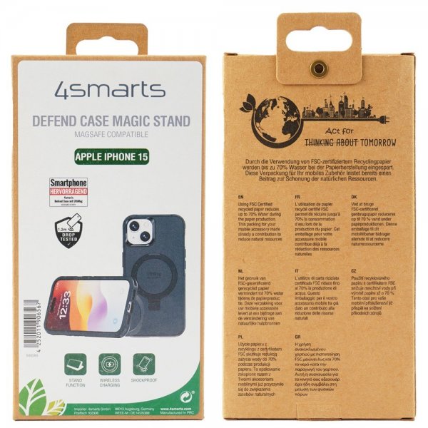 4smarts iPhone 15 Cover Defend Etui Magic Stand MagSafe