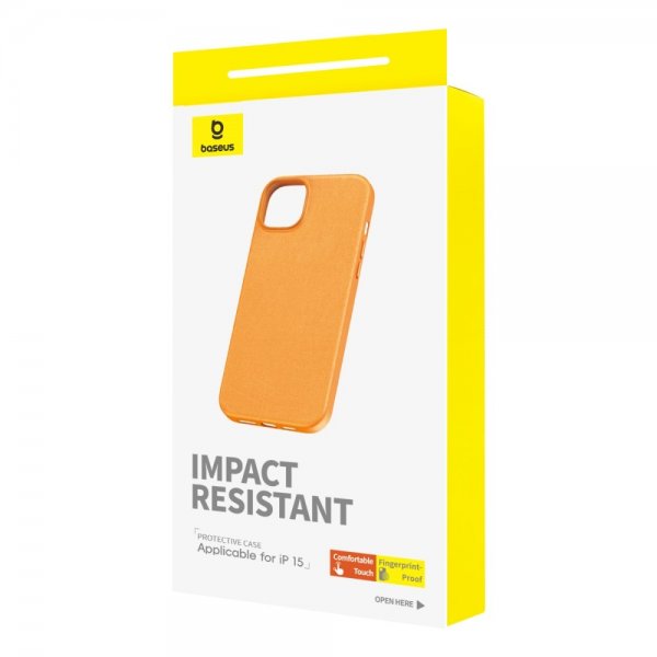 Baseus iPhone 15 Cover Faux Leather Series Orange