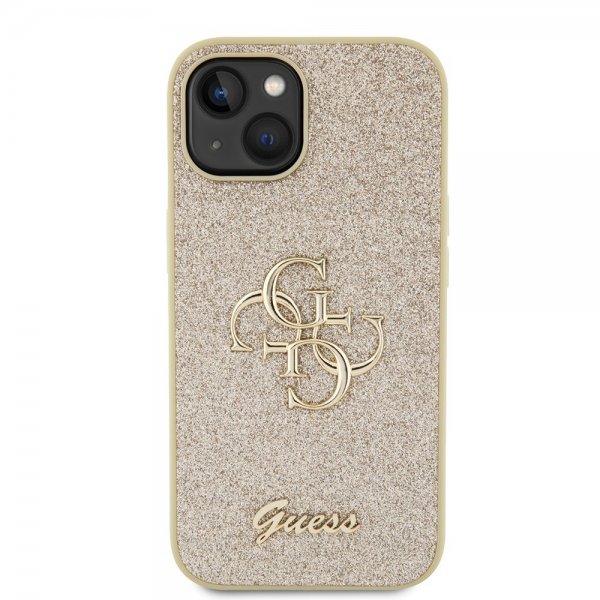 Guess iPhone 15 Cover Fixed Glitter Guld