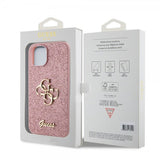 Guess iPhone 15 Cover Fixed Glitter Rosa