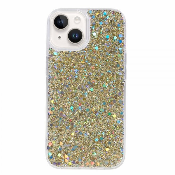iPhone 15 Cover Glitter Pailletter Guld