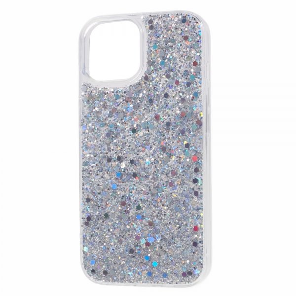 iPhone 15 Cover Glitter Pailletter Sølv