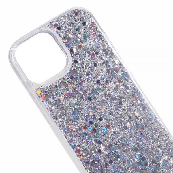 iPhone 15 Cover Glitter Pailletter Sølv