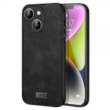 Sulada iPhone 15 Cover Lædertekstur Sort