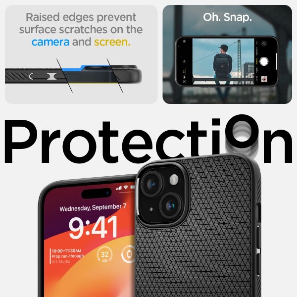 Spigen iPhone 15 Cover Liquid Air Mat Sort