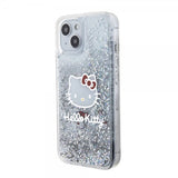 Hello Kitty iPhone 15 Cover Flydende Glitter Gennemsigtig
