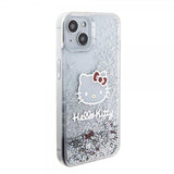 Hello Kitty iPhone 15 Cover Flydende Glitter Gennemsigtig