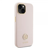 Guess iPhone 15 Cover Liquid Silicone Metal Logo Rosa