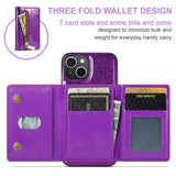 Dg.Ming iPhone 15 Cover M3 Series Aftagelig Kortholder Glitter Lilla