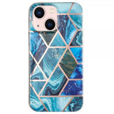 iPhone 15 Cover Marmormønster Blå Grøn