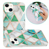 iPhone 15 Cover Marmormønster Grøn Hvid