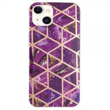 iPhone 15 Cover Marmormønster Lilla