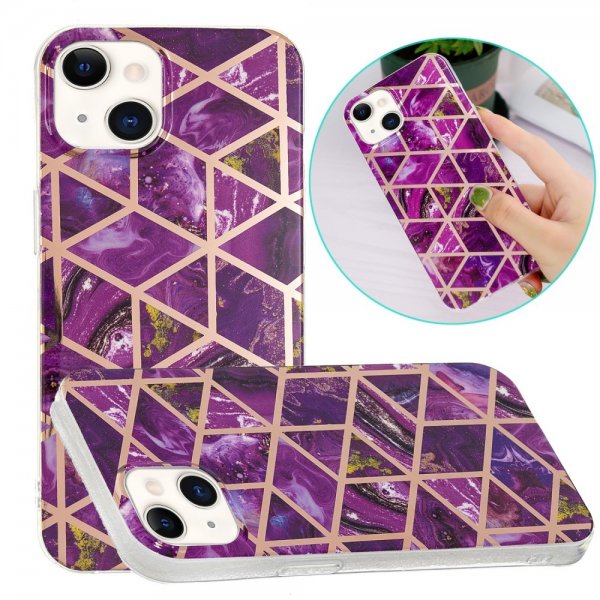 iPhone 15 Cover Marmormønster Lilla