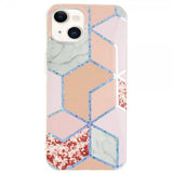 iPhone 15 Cover Marmormønster Rød Rosa