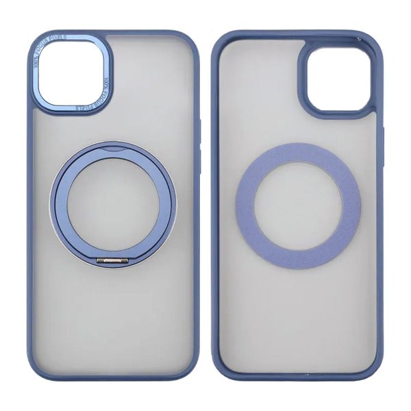 Rvelon iPhone 15 Cover Drejbart MagSafe Stativ Blå
