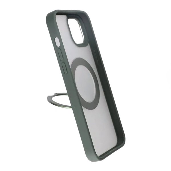 Rvelon iPhone 15 Cover Drejbart MagSafe Stativ Grøn
