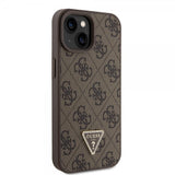 Guess iPhone 15 Cover Metal Logo Rhinestone Crossbody Rem Brun