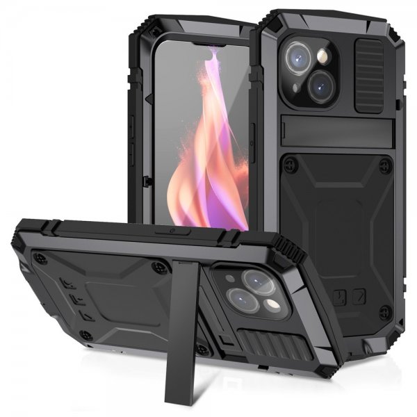 R-JUST iPhone 15 Cover Metal Stødsikkert Sort