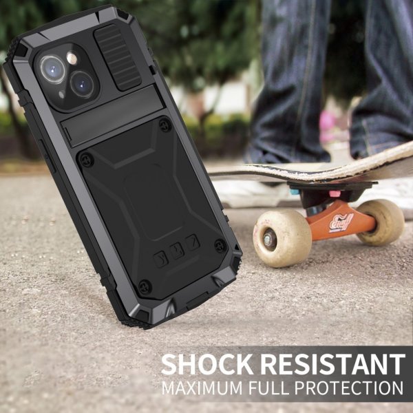 R-JUST iPhone 15 Cover Metal Stødsikkert Sort