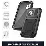 R-JUST iPhone 15 Cover Metal Stødsikkert Sort