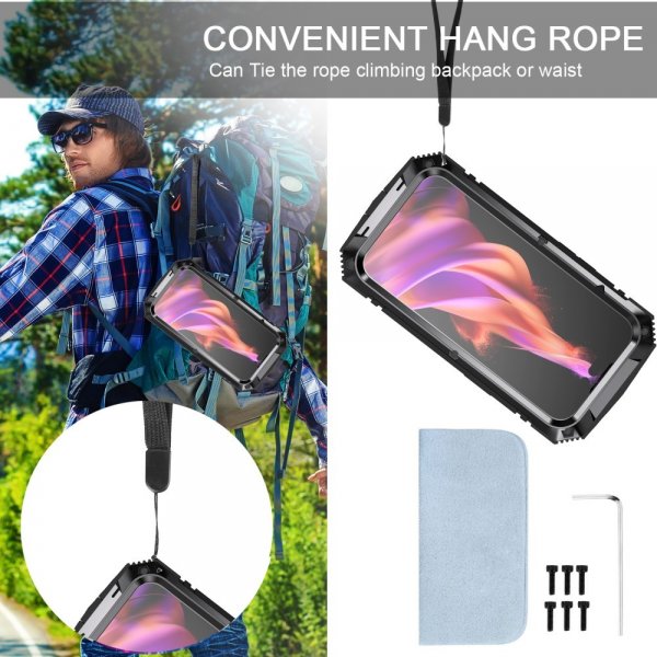 R-JUST iPhone 15 Cover Metal Stødsikkert Sort