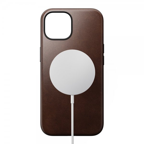 Nomad iPhone 15 Cover Modern Leather Case Horween Rustic Brown