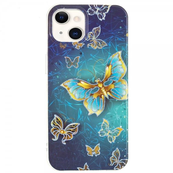 iPhone 15 Cover Motiv Sommerfugle med glimmer
