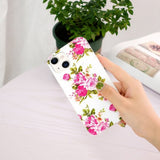 iPhone 15 Cover Motiv Roser Hvid