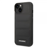 Karl Lagerfeld iPhone 15 Cover Quilted Nylon Puffy Case Logo Plate Sort