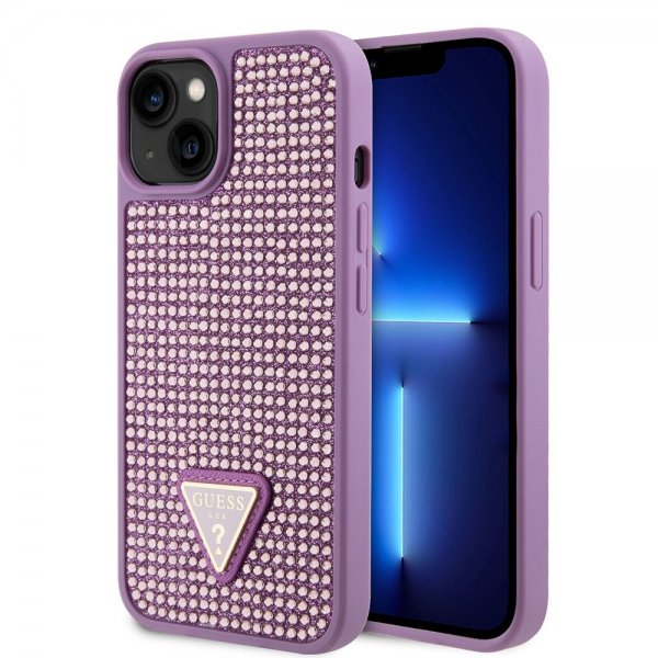 Guess iPhone 15 Cover Rhinestone Lilla