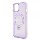 Guess iPhone 15 Cover Ring Stand Glitter MagSafe Lilla