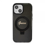 Guess iPhone 15 Cover Ring Stand Glitter MagSafe Sort