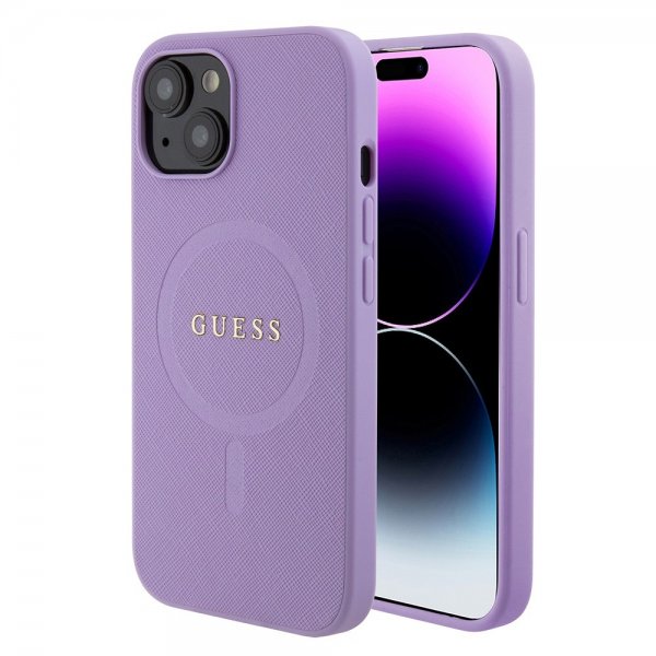 Guess iPhone 15 Cover Saffiano MagSafe Lilla
