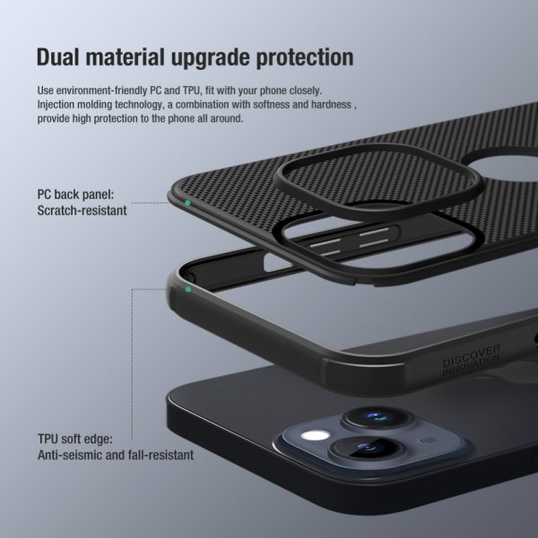 Nillkin iPhone 15 Cover Super Frosted Shield Pro Logo Hole Blå