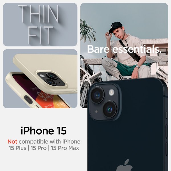 Spigen iPhone 15 Cover Thin Fit Mute Beige